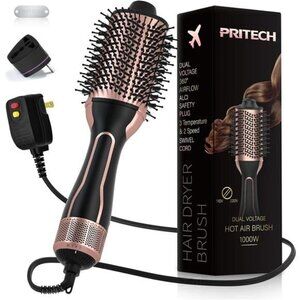 Dual Voltage Hair Dryer‎ Brush Hot Air Brush 110V-120V/220V-240V Ionic 1000W